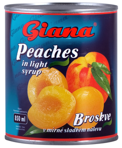 Broskyňový kompót Giana 850 ml. / 1ks